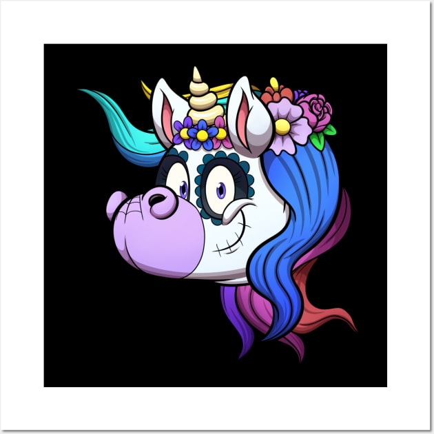 Day Of The Dead Unicorn Wall Art by TheMaskedTooner